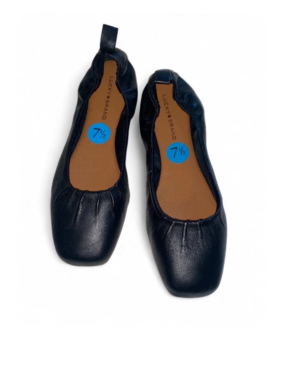 Lucky Brand Emmie Lou Black Leather Square Toe Ballet Flats